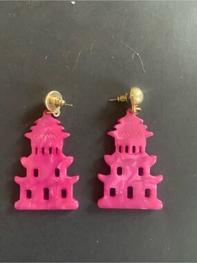 Bella Canvas Hot Pink Pagoda Drop Earrings